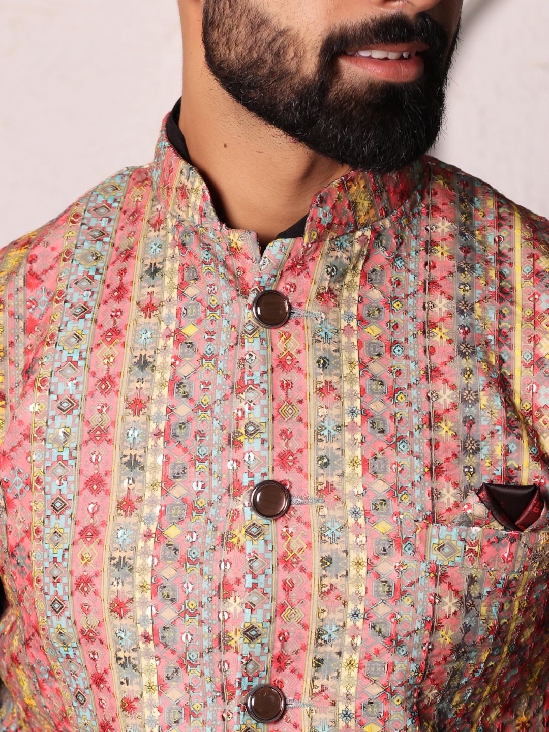 Men Printed Pure Cotton Nehru Jacket