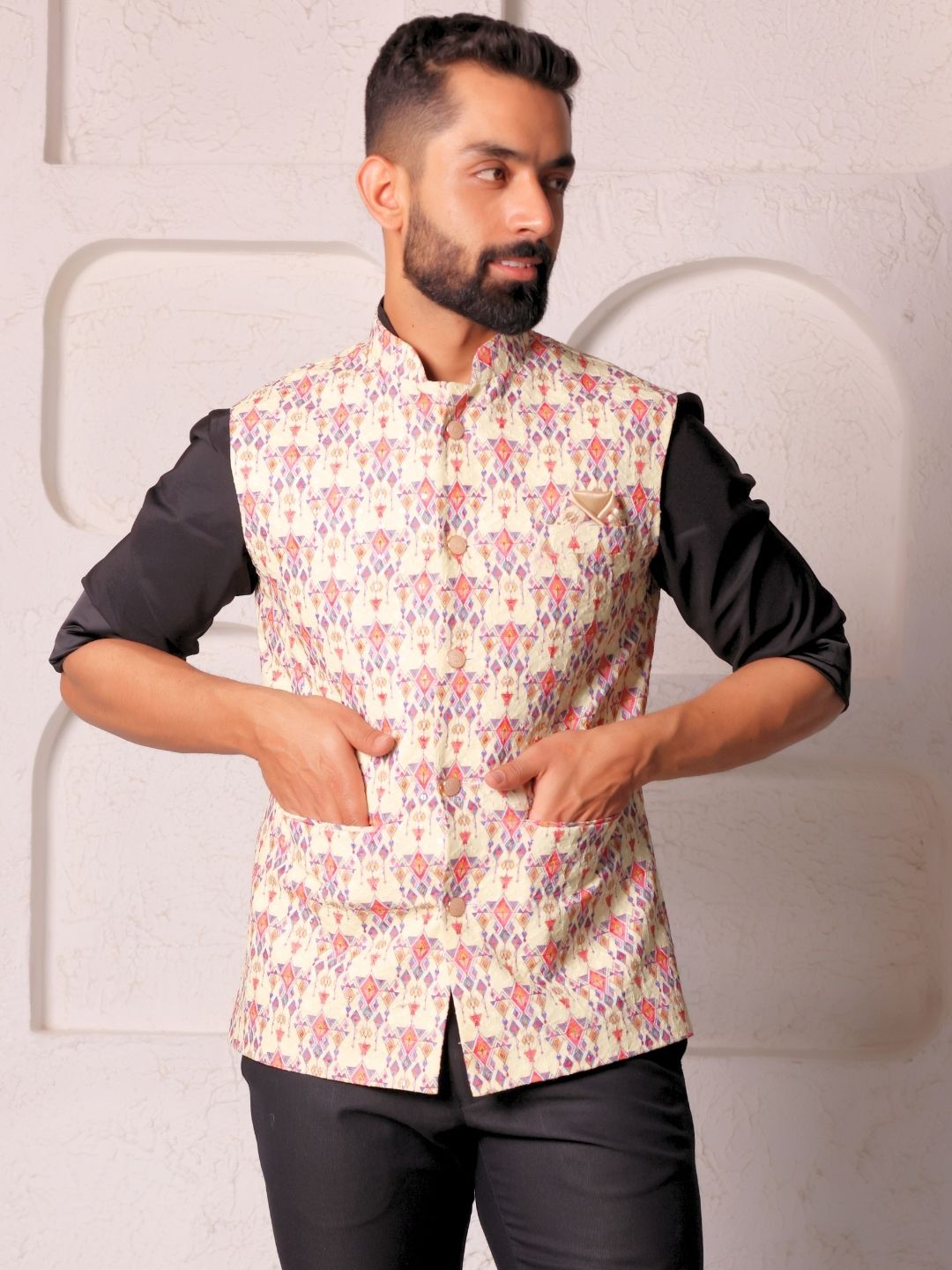 Pure Cotton Woven Nehru Jacket