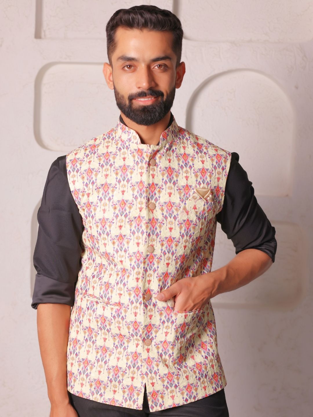 Pure Cotton Woven Nehru Jacket