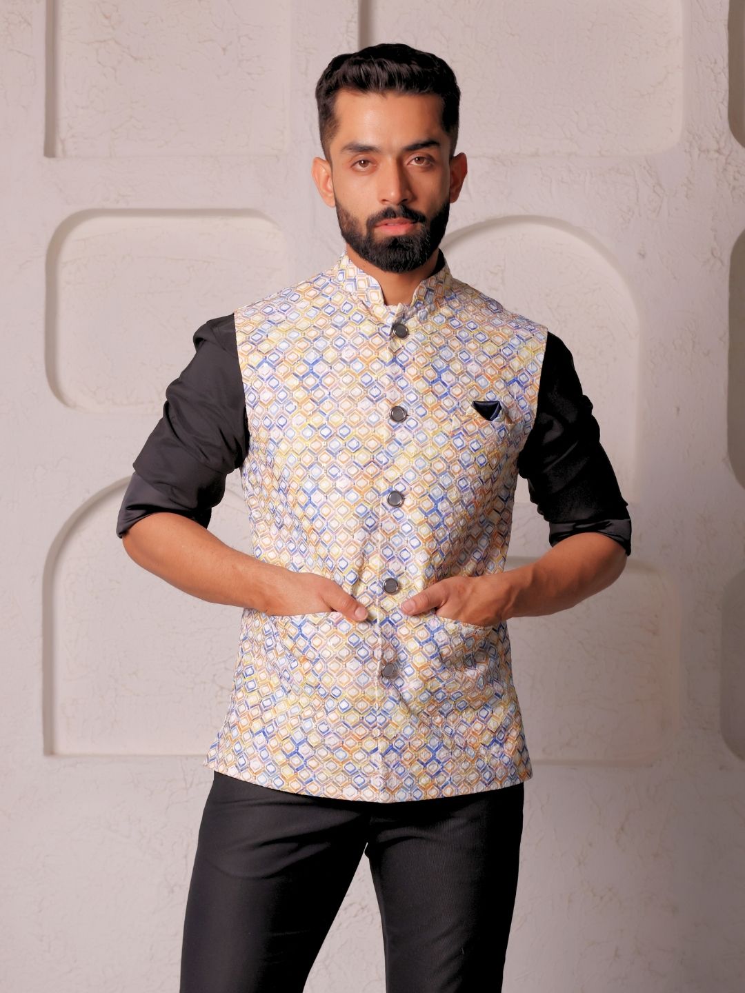 Printed Pure Cotton Woven Nehru Jacket