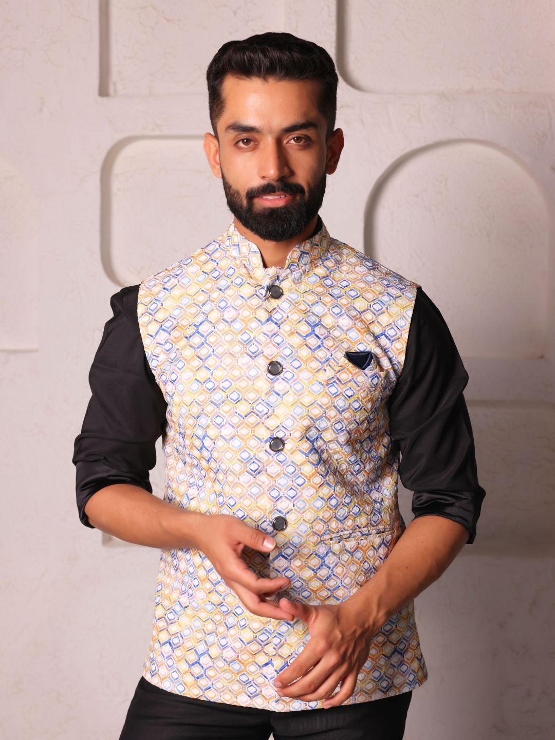 Printed Pure Cotton Woven Nehru Jacket