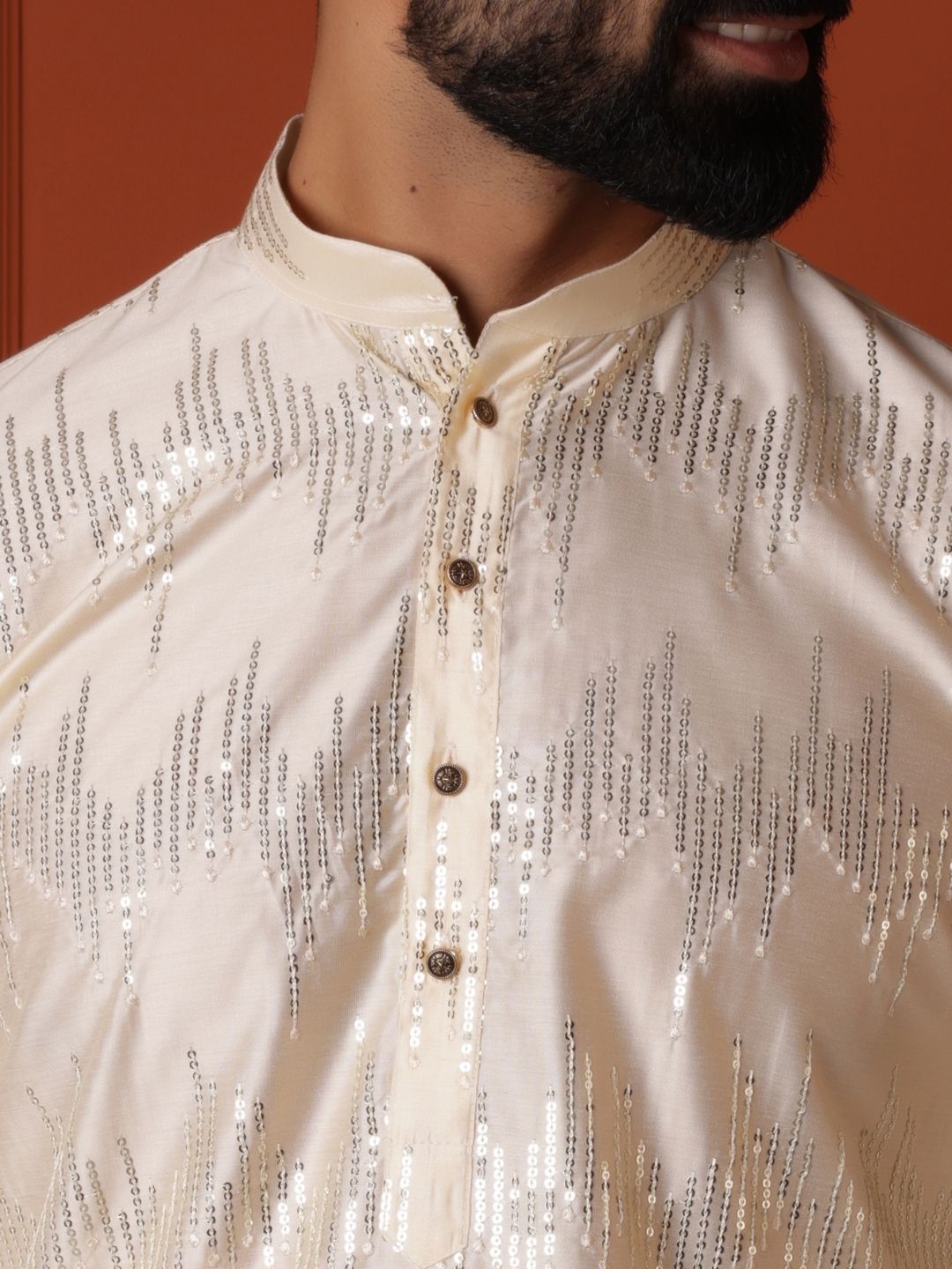 Men Thread Work Handloom Mirror Work Kurta