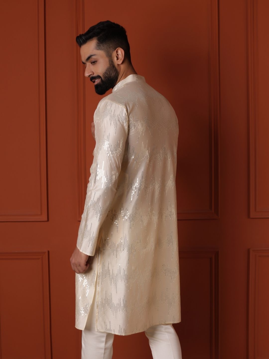 Men Thread Work Handloom Mirror Work Kurta