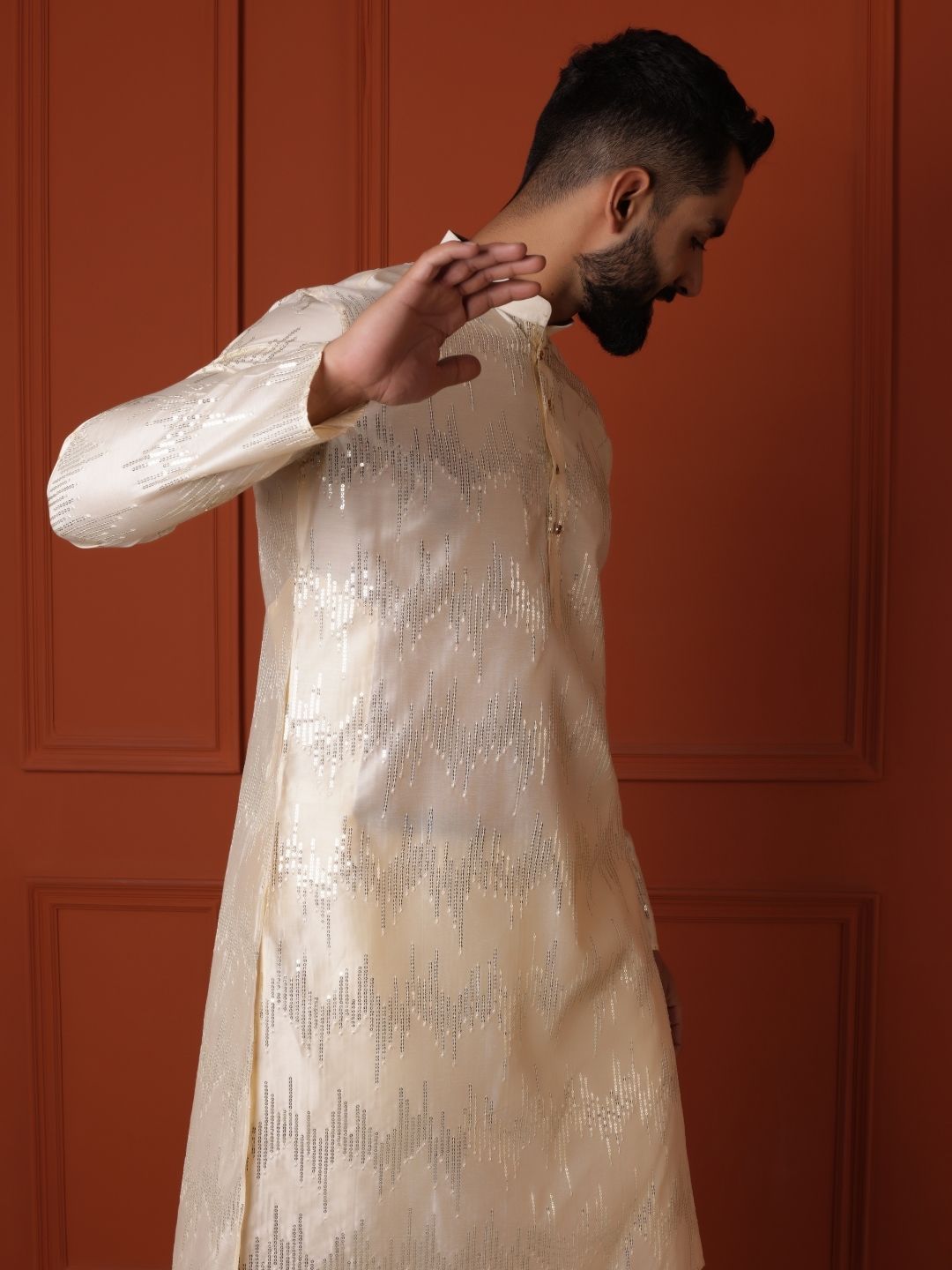 Men Thread Work Handloom Mirror Work Kurta