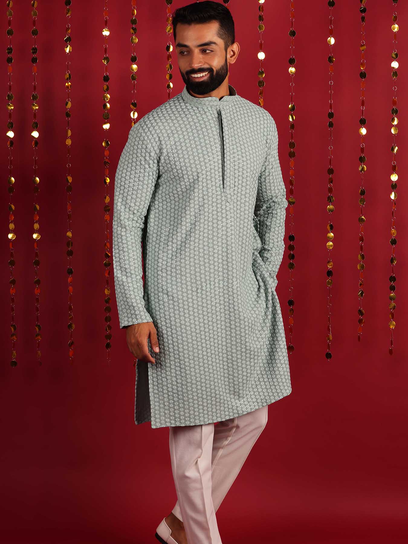 Men Ethnic Motifs Embroidered Cotton Kurta