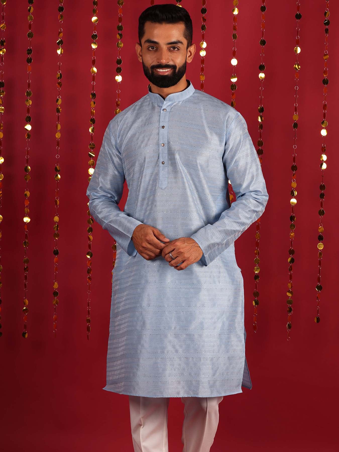 Men Classic Motifs Embroidered Long Kurta