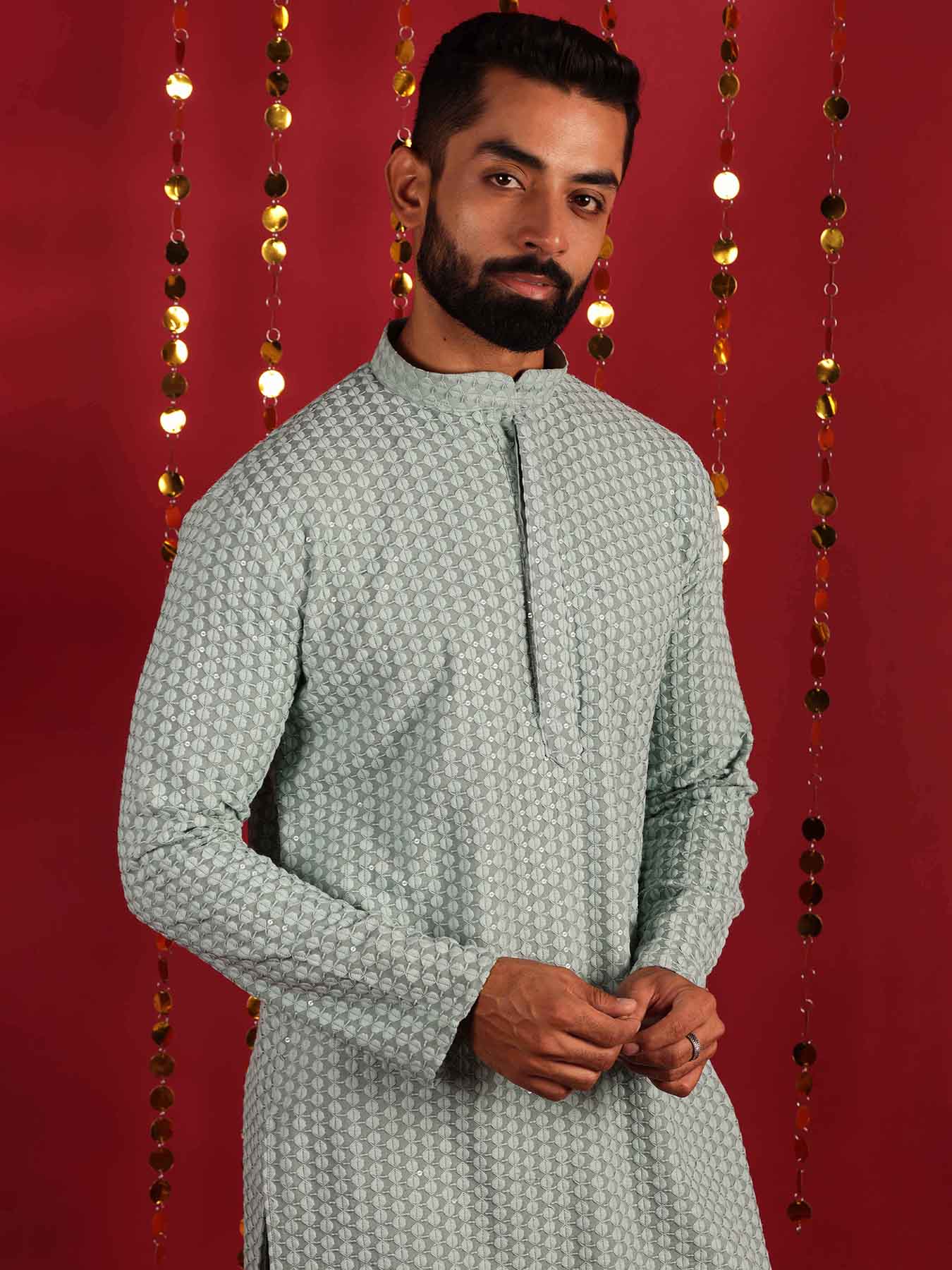 Men Ethnic Motifs Embroidered Cotton Kurta