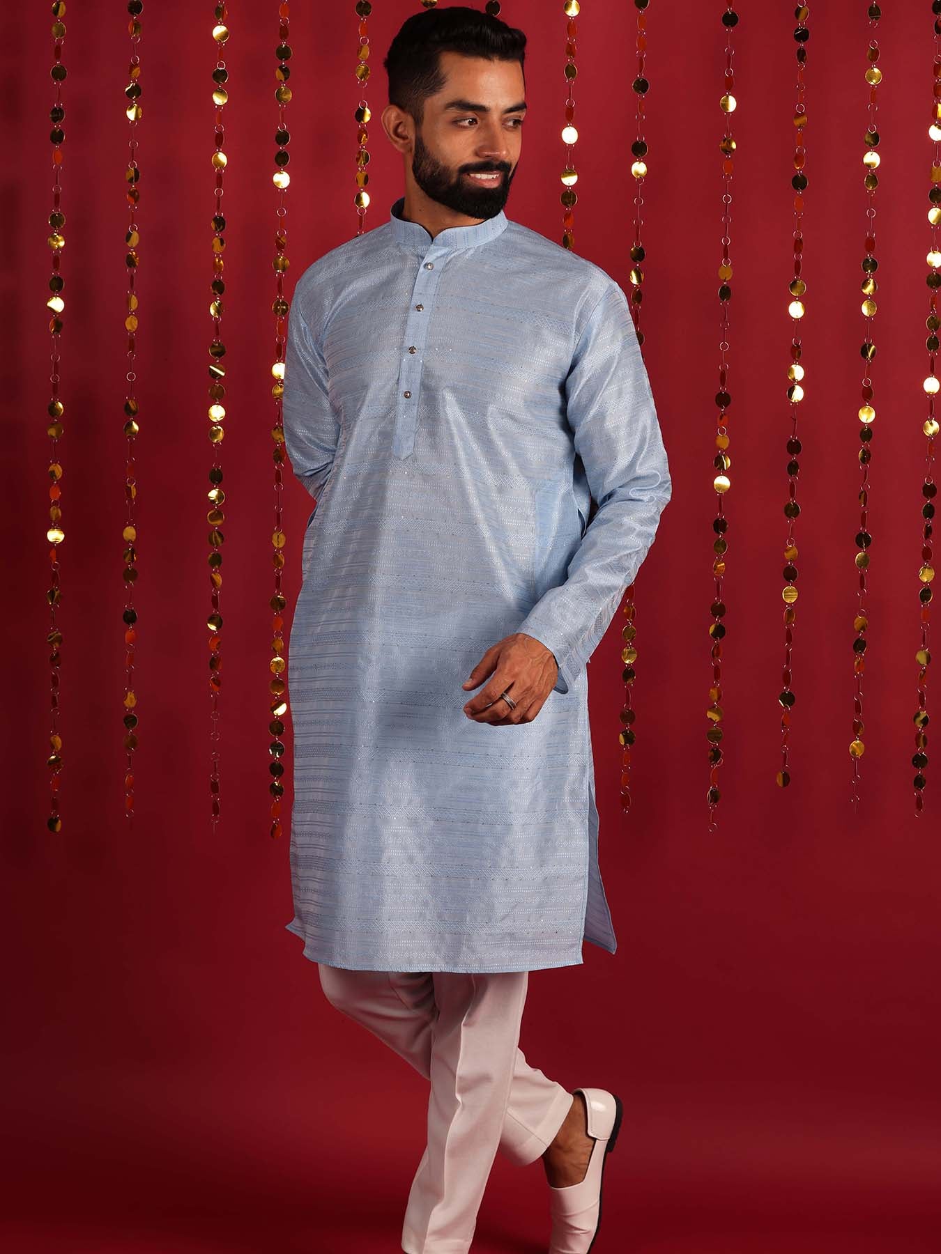 Men Classic Motifs Embroidered Long Kurta