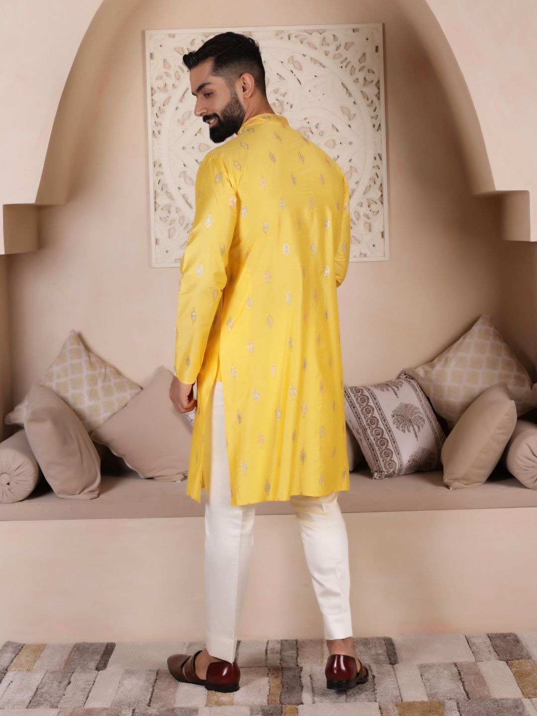 Ethnic Embroidered Cotton Silk Straight Kurta