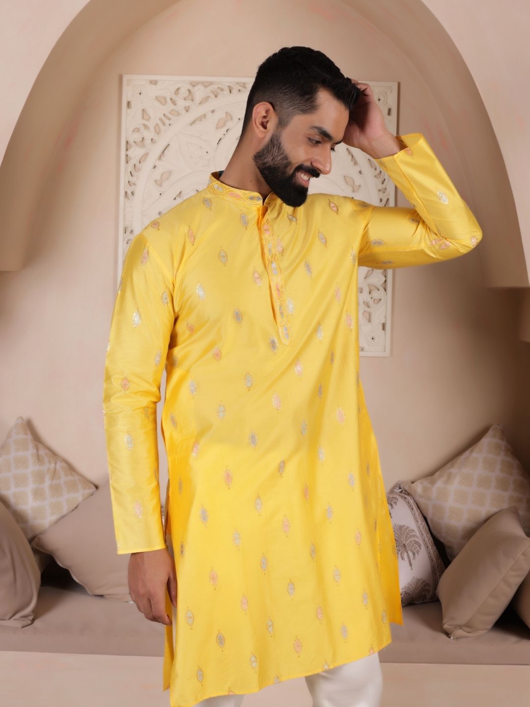 Ethnic Embroidered Cotton Silk Straight Kurta