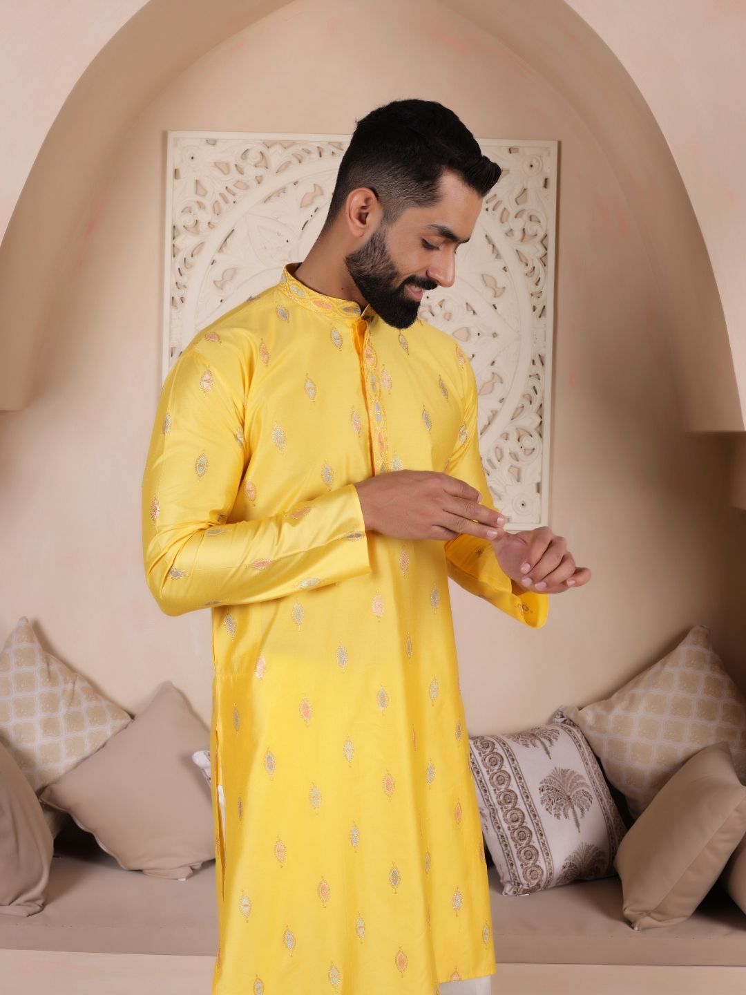 Ethnic Embroidered Cotton Silk Straight Kurta