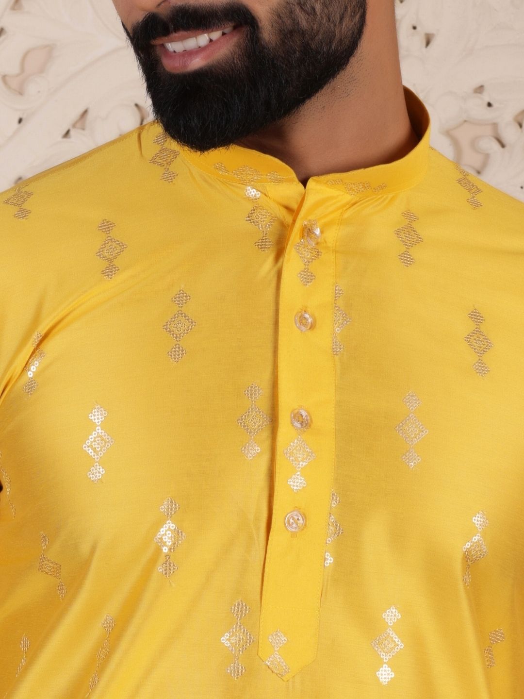 Sequin Embellished Mandarin Collar Straight Kurta