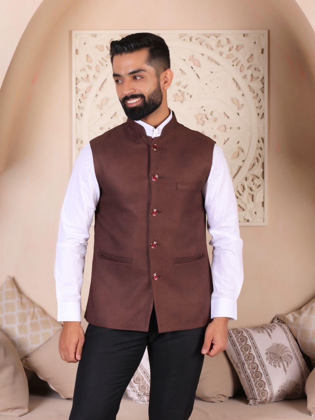 Woven Ethnic Nehru Jacket