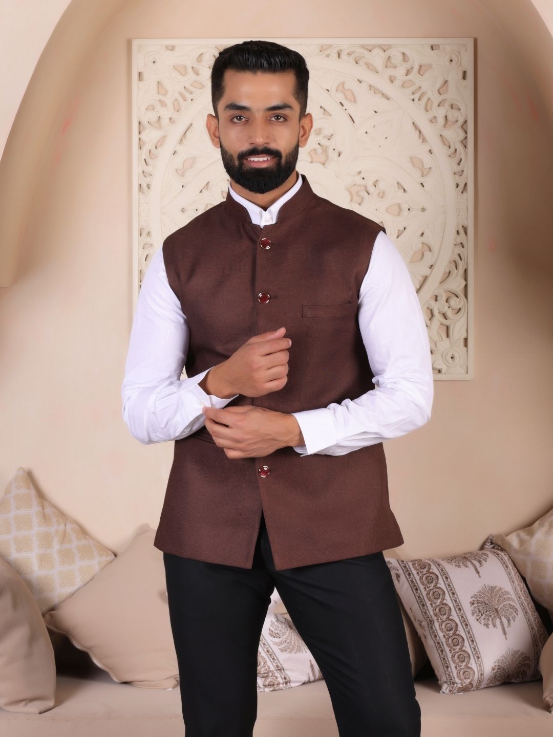 Woven Ethnic Nehru Jacket