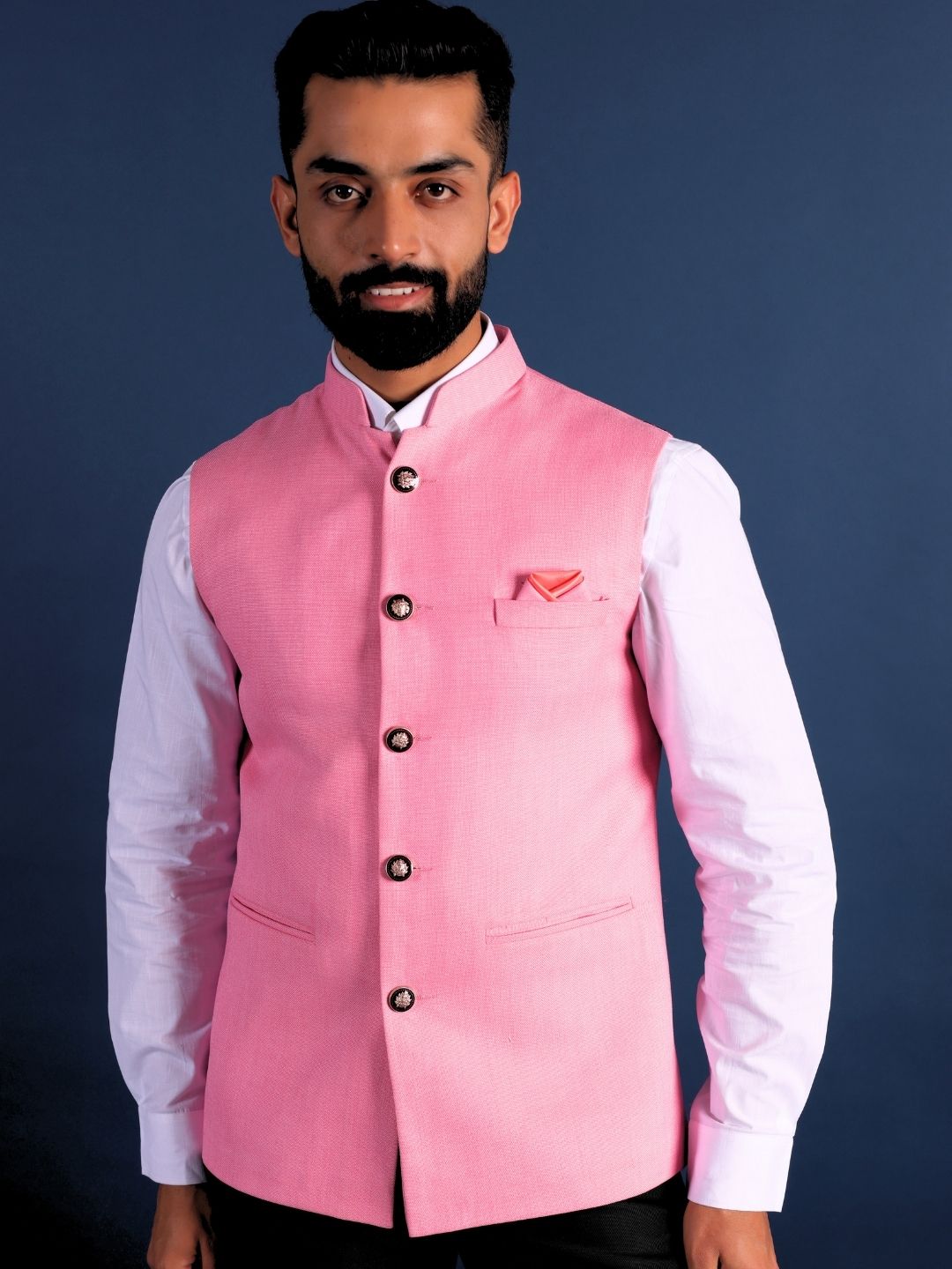 Pink Woven Design Nehru Jackets