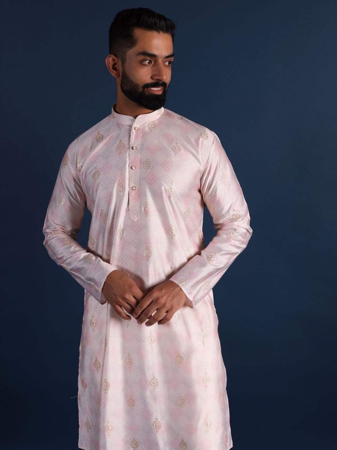 Men Thread Work Handloom Anarkali Kurta