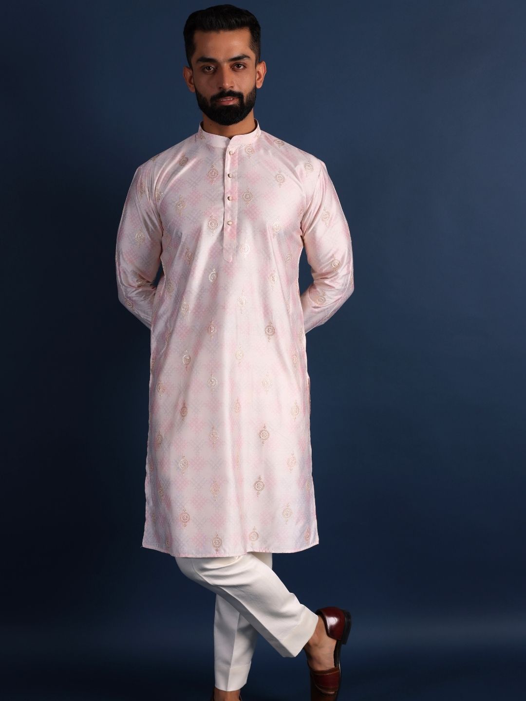 Men Thread Work Handloom Anarkali Kurta