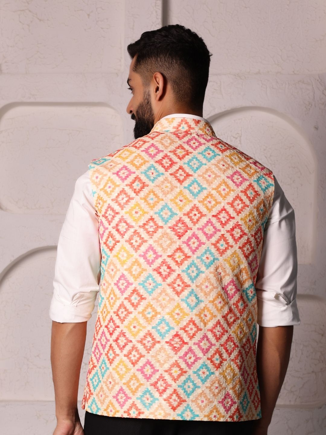 Ethnic Motifs Embroidered Pure Cotton Nehru Jackets