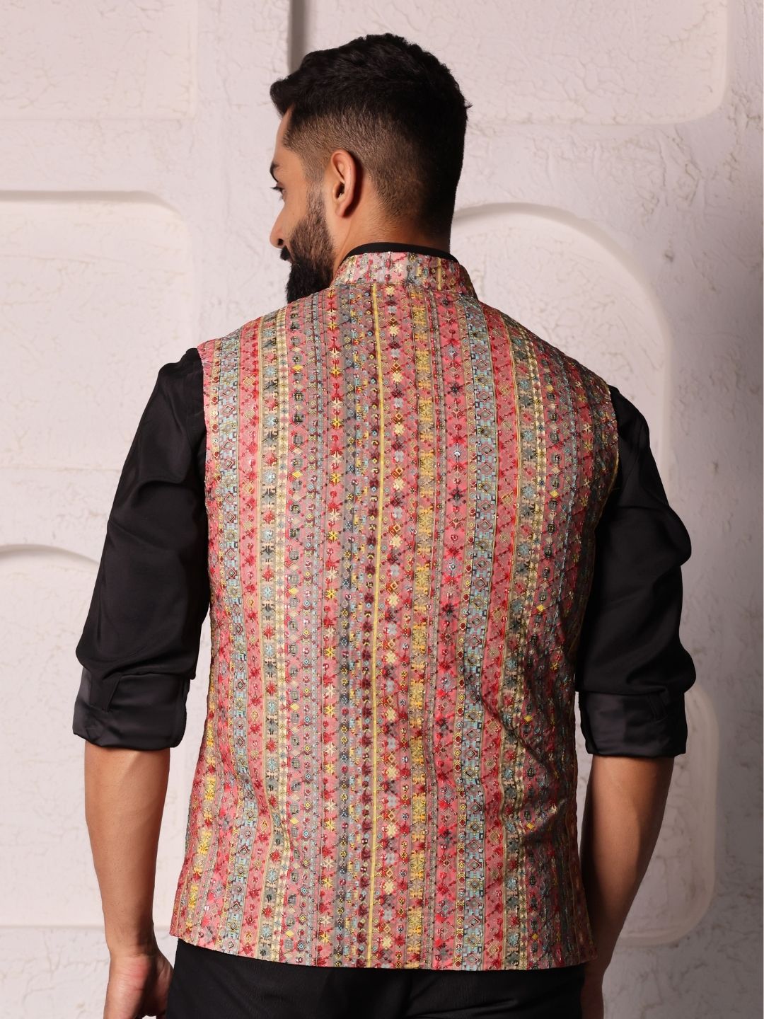 Men Printed Pure Cotton Nehru Jacket