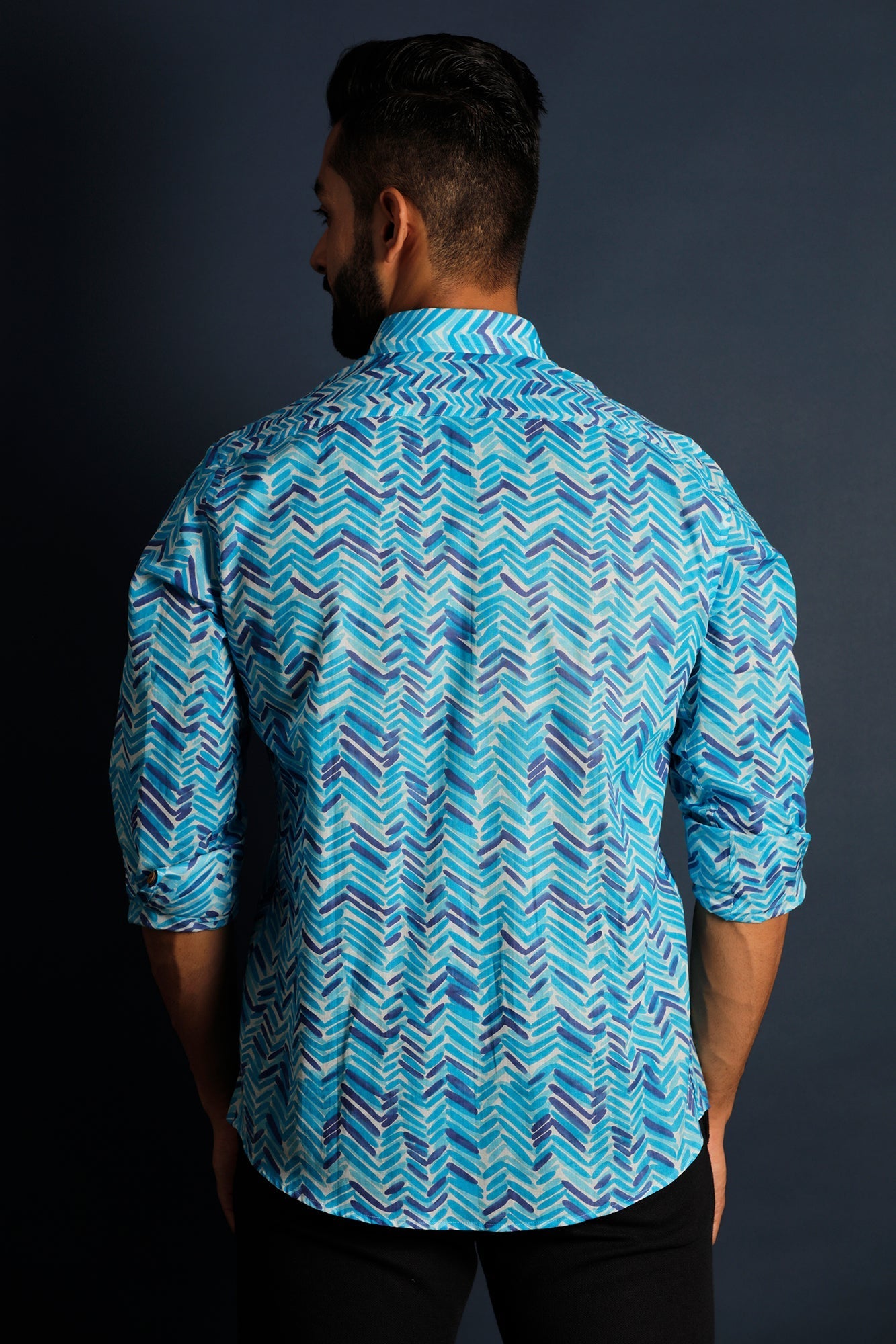 Printed Men's Wear Blue Shirt