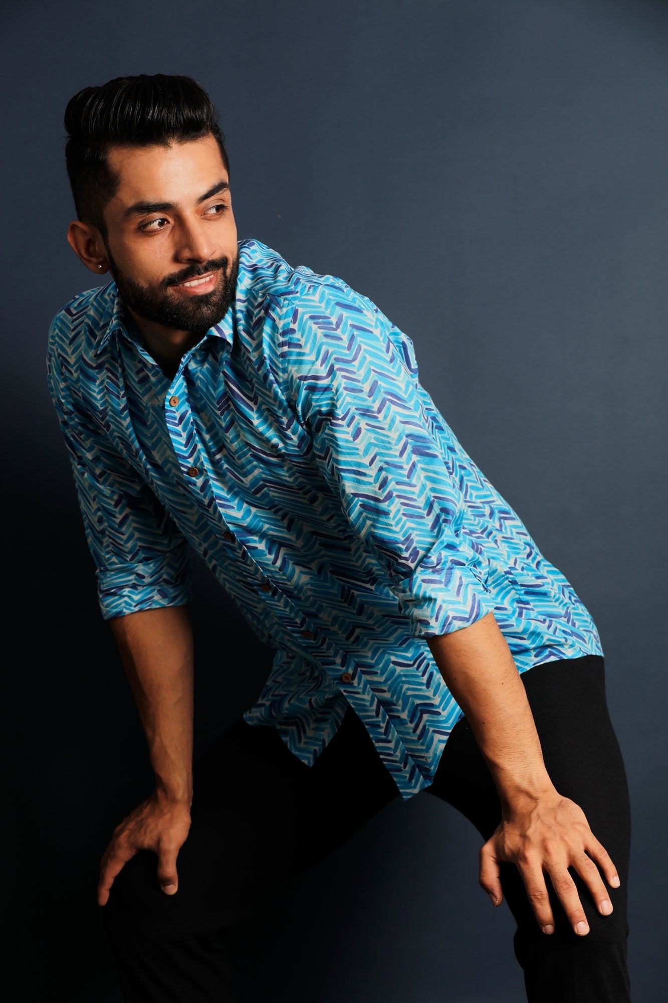 Printed Men's Wear Blue Shirt