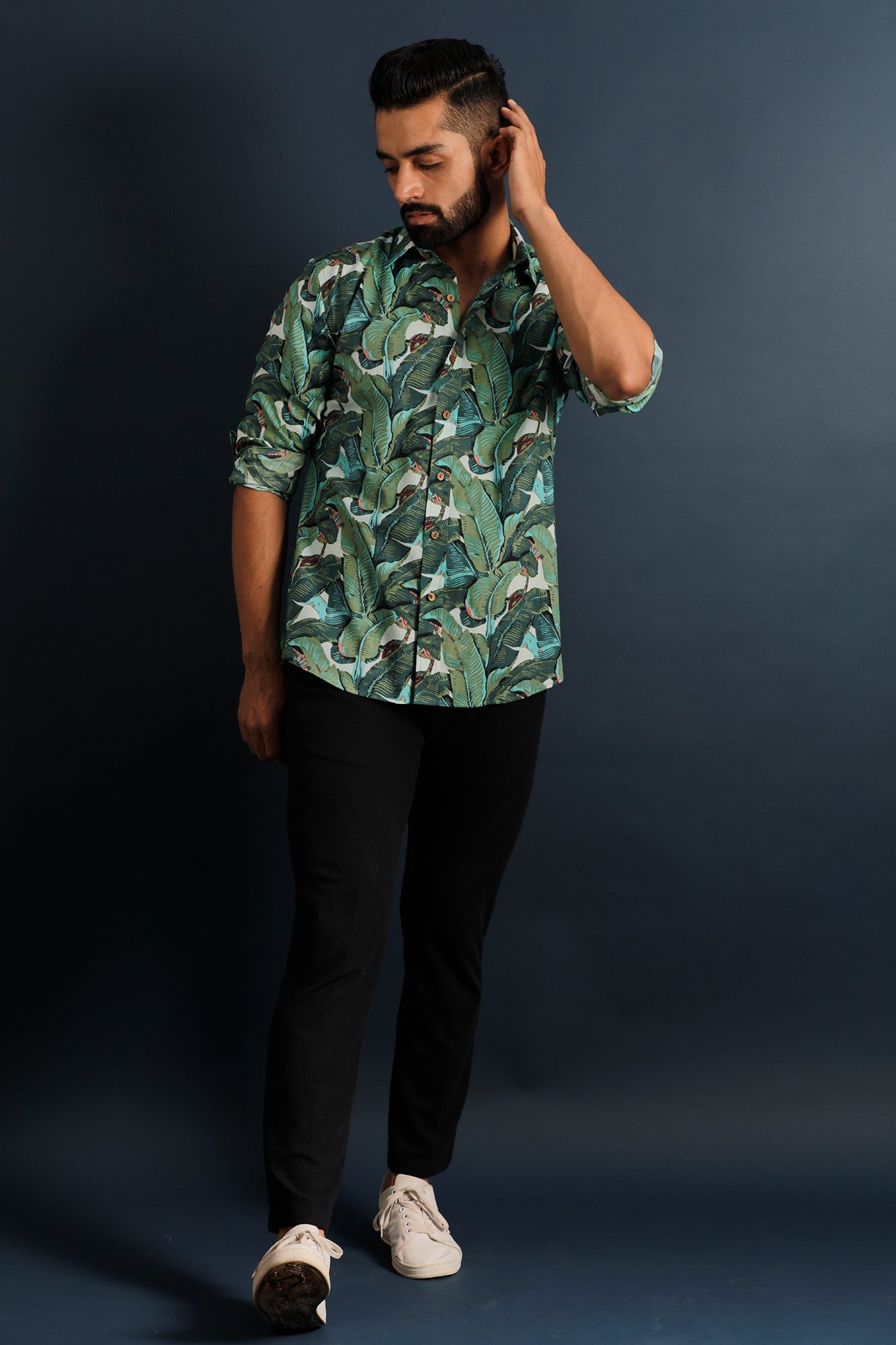 Printed Men's Wear Green Shirt