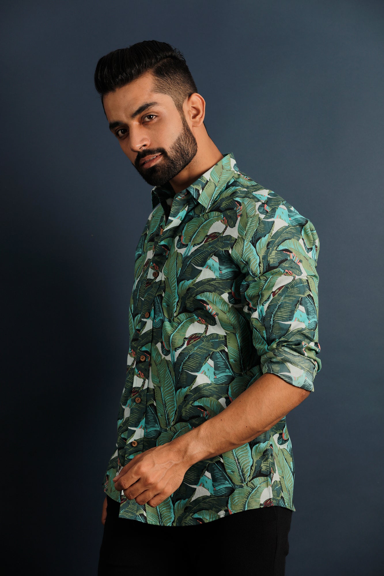 Printed Men's Wear Green Shirt