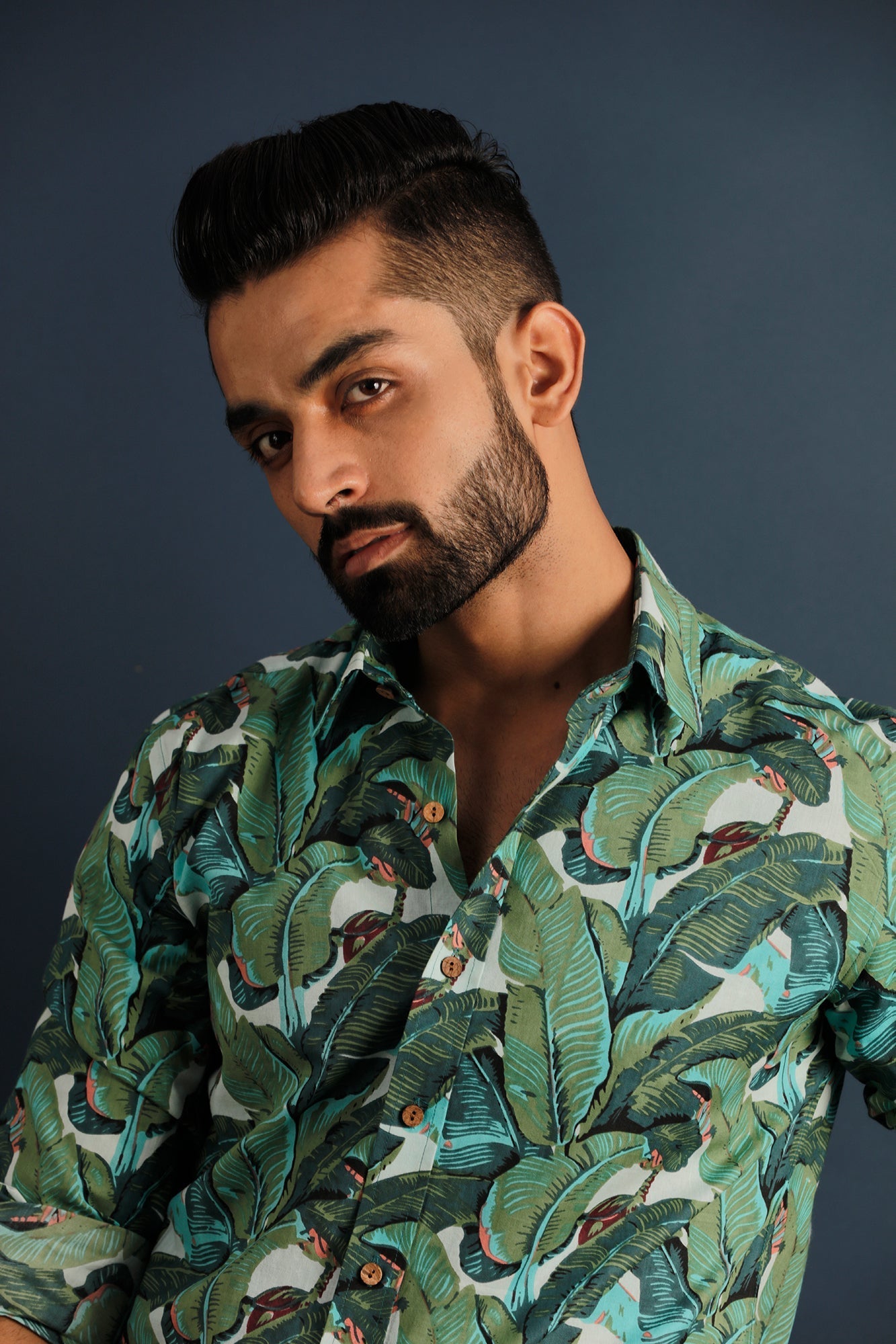 Printed Men's Wear Green Shirt