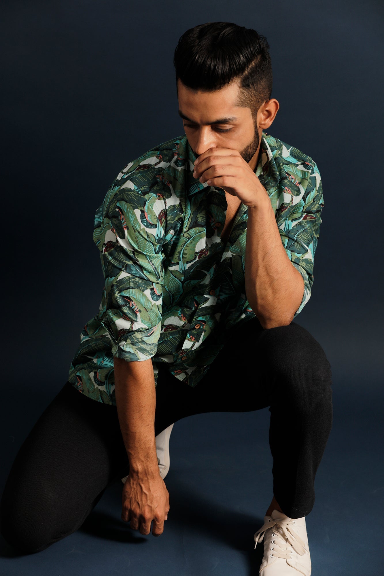 Printed Men's Wear Green Shirt