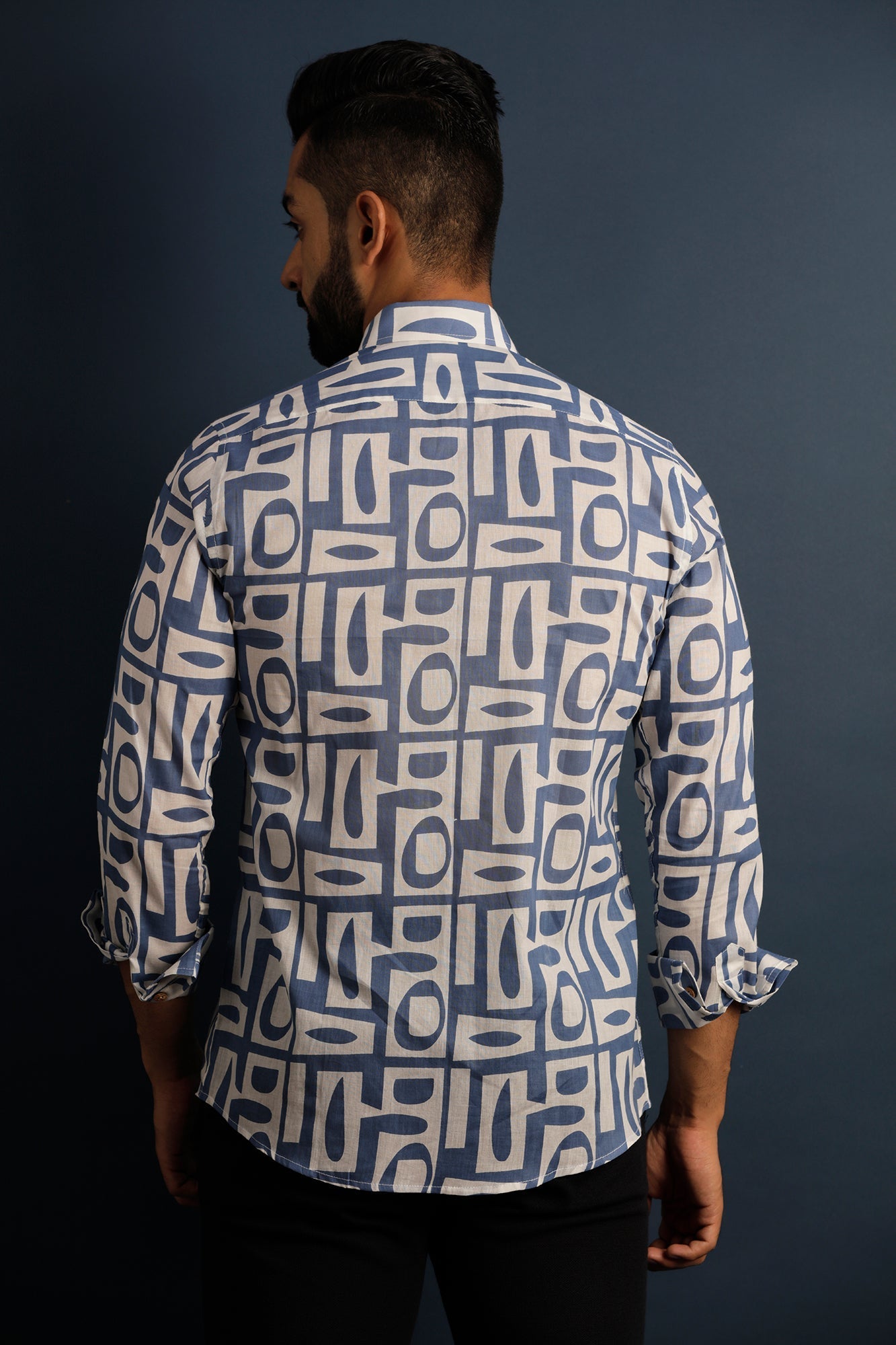 Printed Men's Wear Blue Shirt