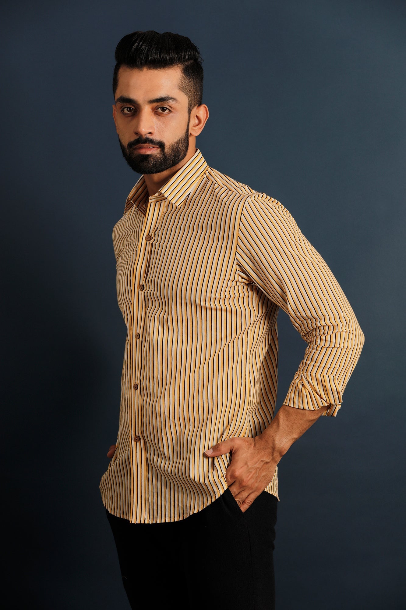 Printed Men's Wear Yellow Shirt