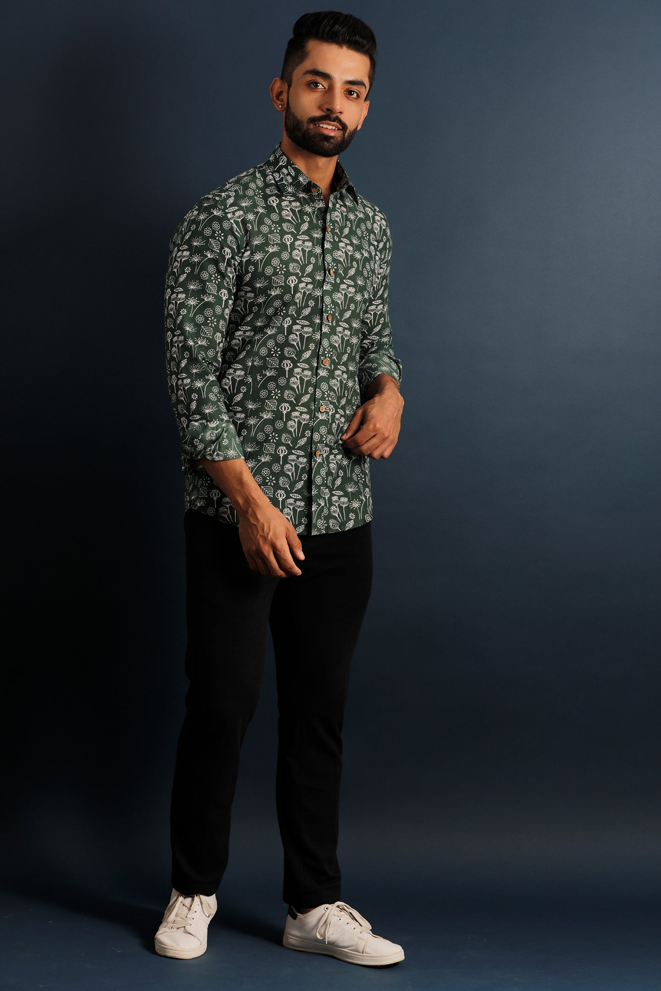 Printed Floral Green Shirt