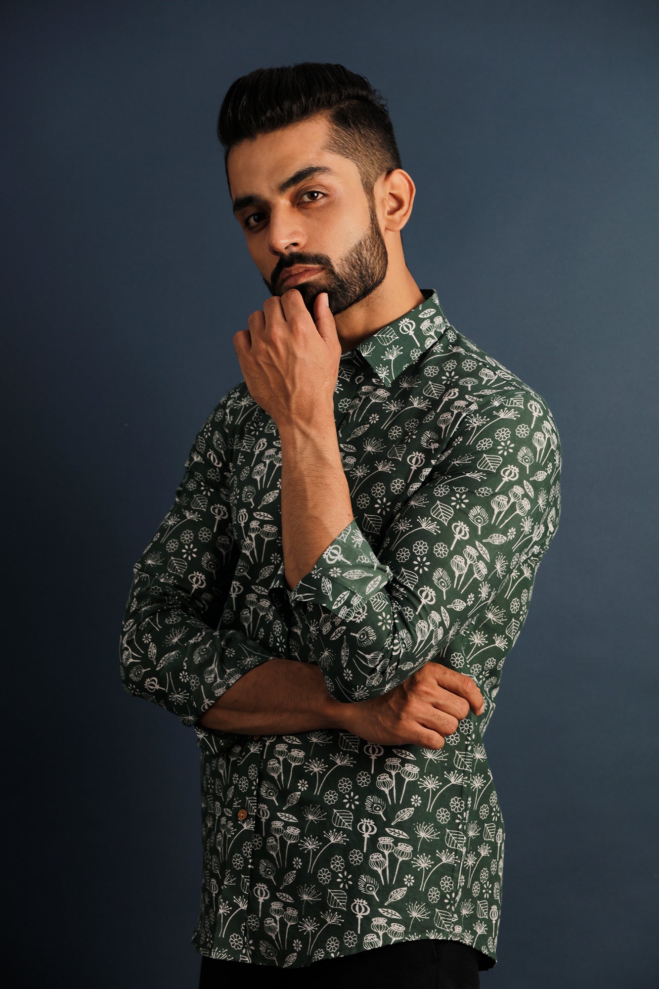 Printed Floral Green Shirt