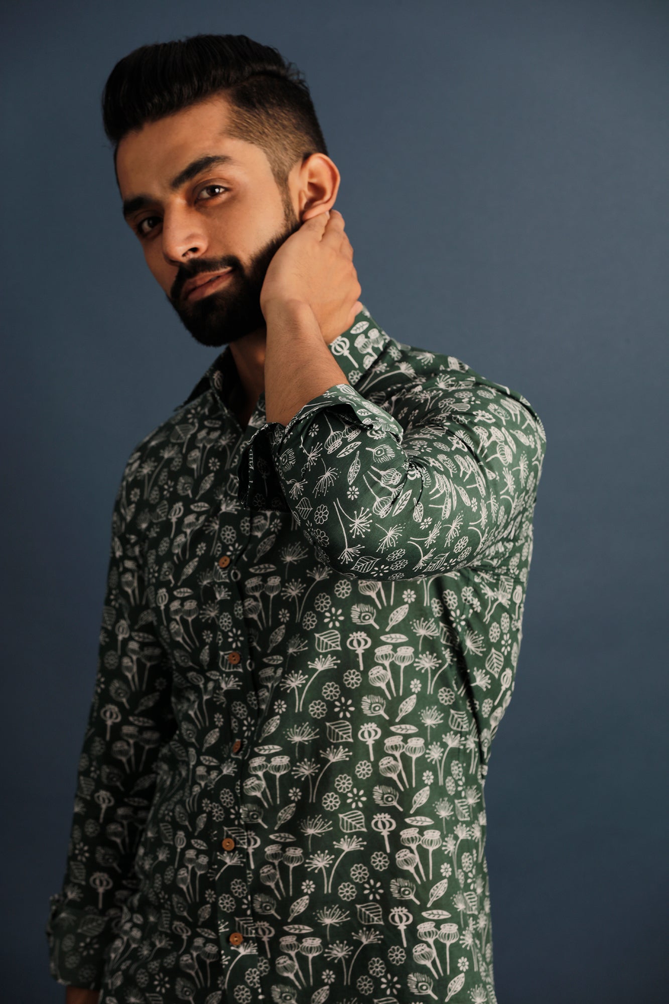 Printed Floral Green Shirt