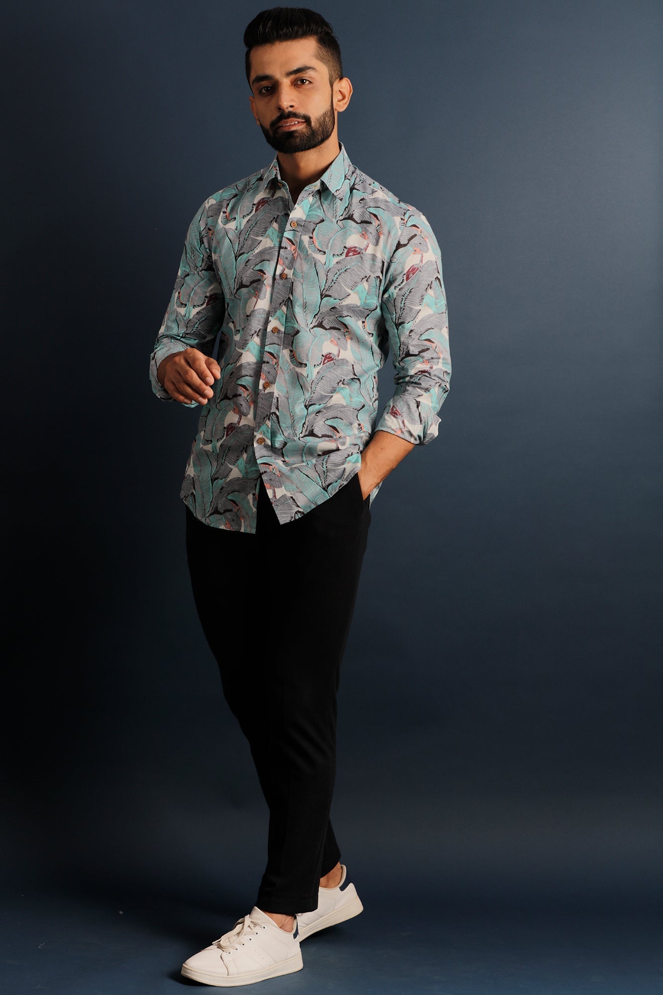 Printed Men's Wear Green Shirt