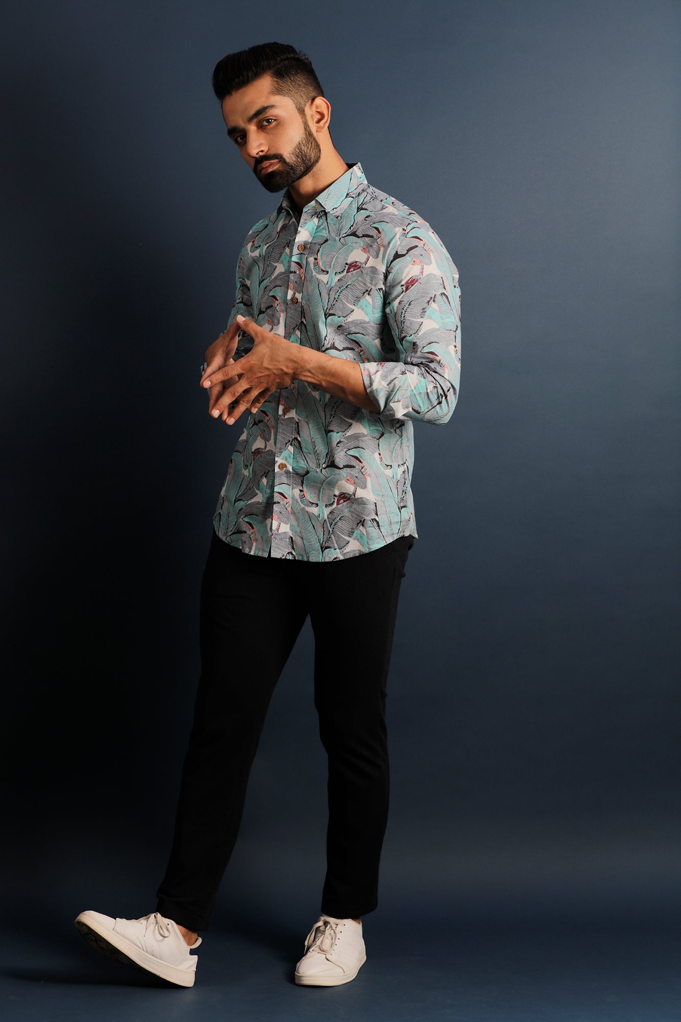 Printed Men's Wear Green Shirt