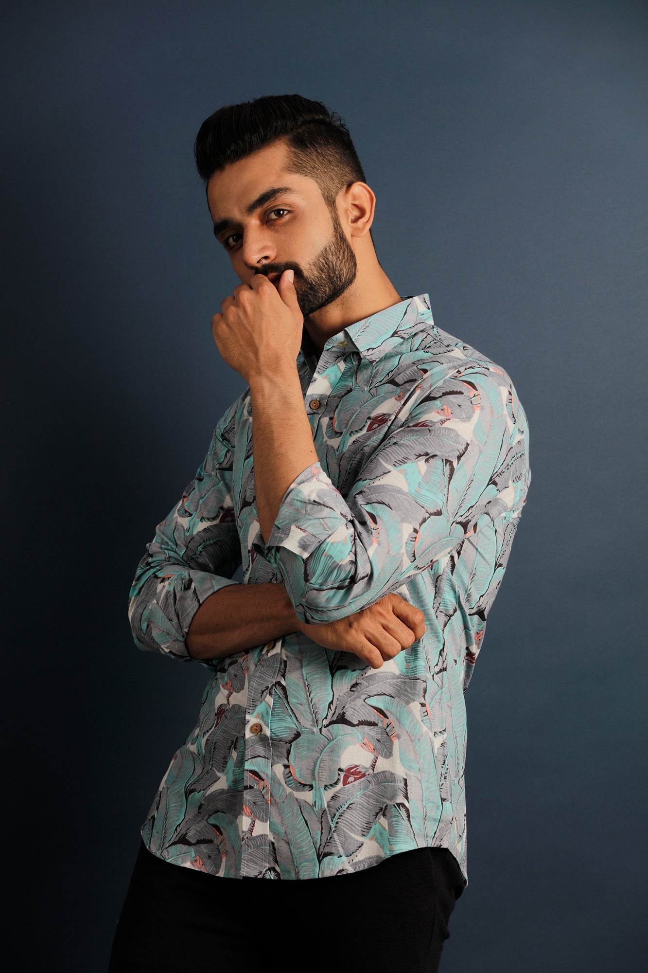 Printed Men's Wear Green Shirt