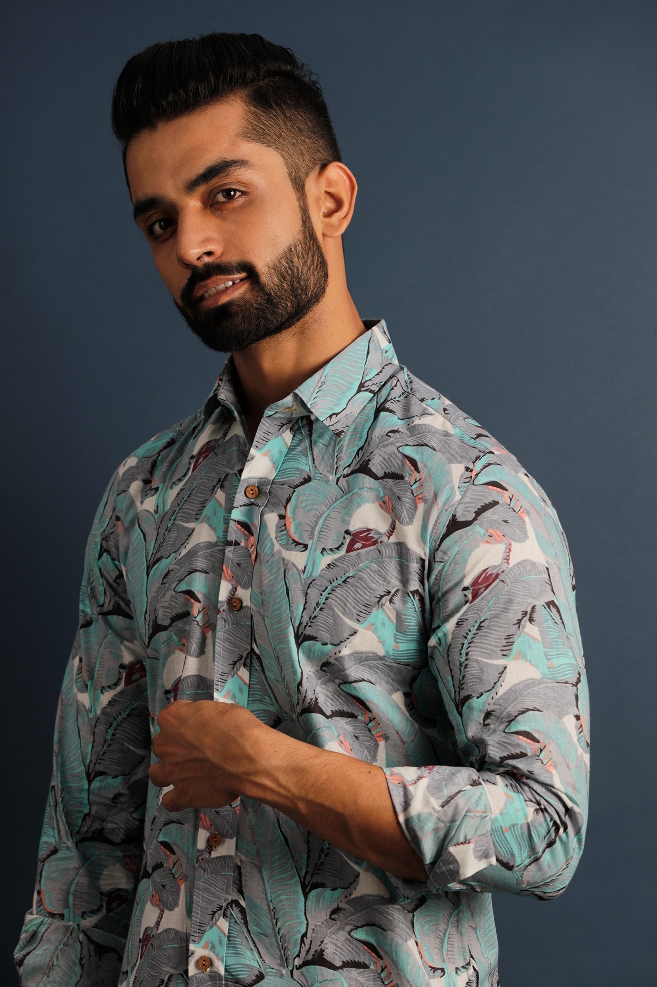 Printed Men's Wear Green Shirt