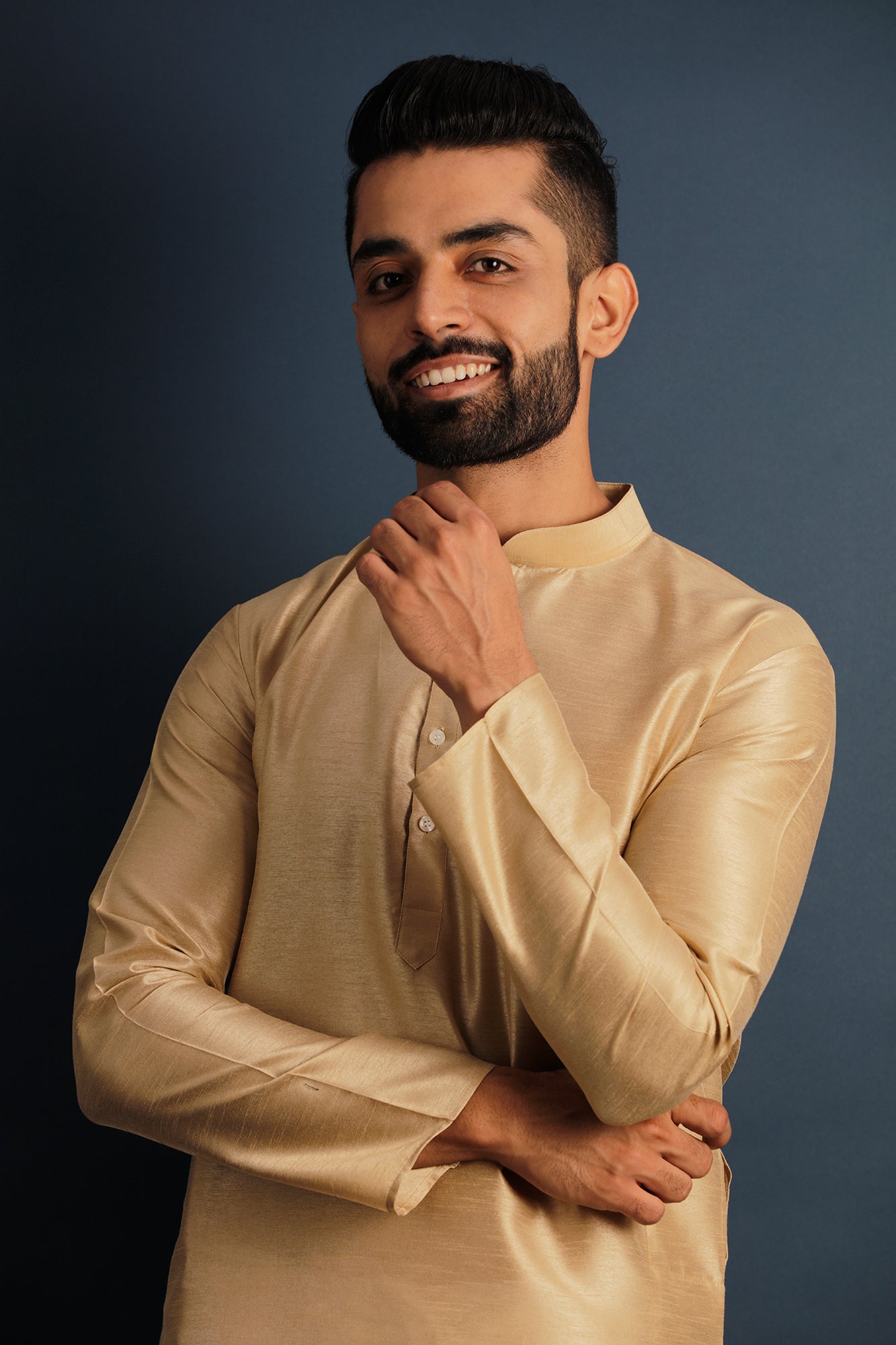 Men Peach-Coloured Kurta