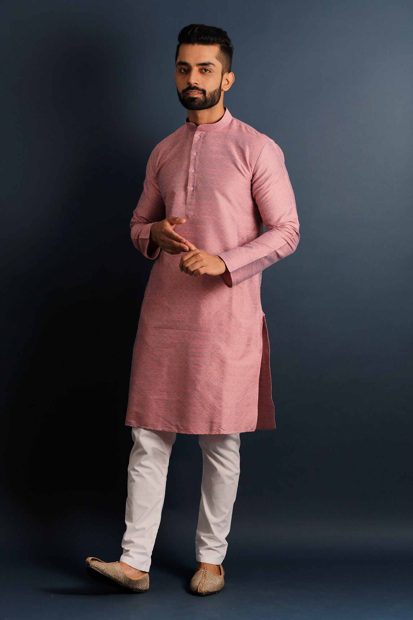 Mandarin Collar Dupion Silk Straight Kurta