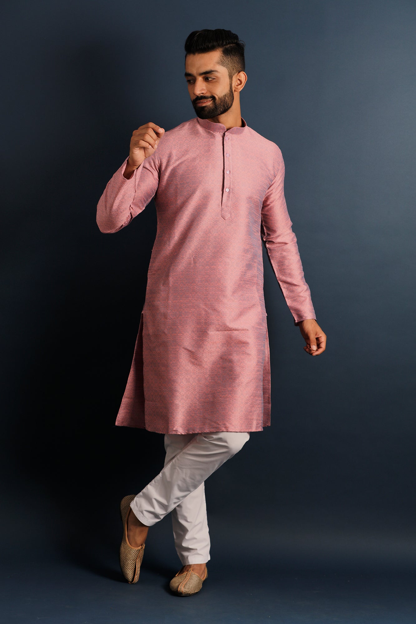 Mandarin Collar Dupion Silk Straight Kurta