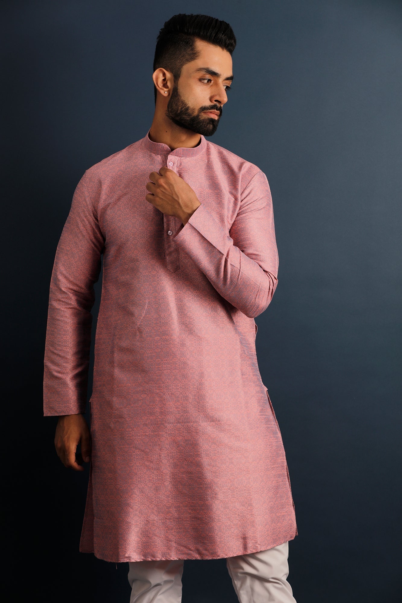 Mandarin Collar Dupion Silk Straight Kurta