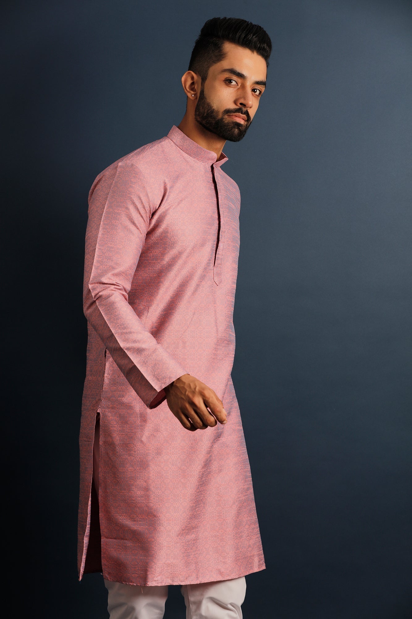 Mandarin Collar Dupion Silk Straight Kurta