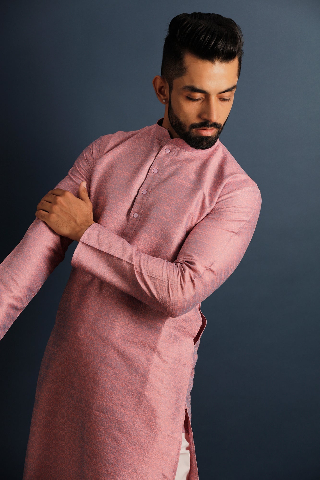 Mandarin Collar Dupion Silk Straight Kurta