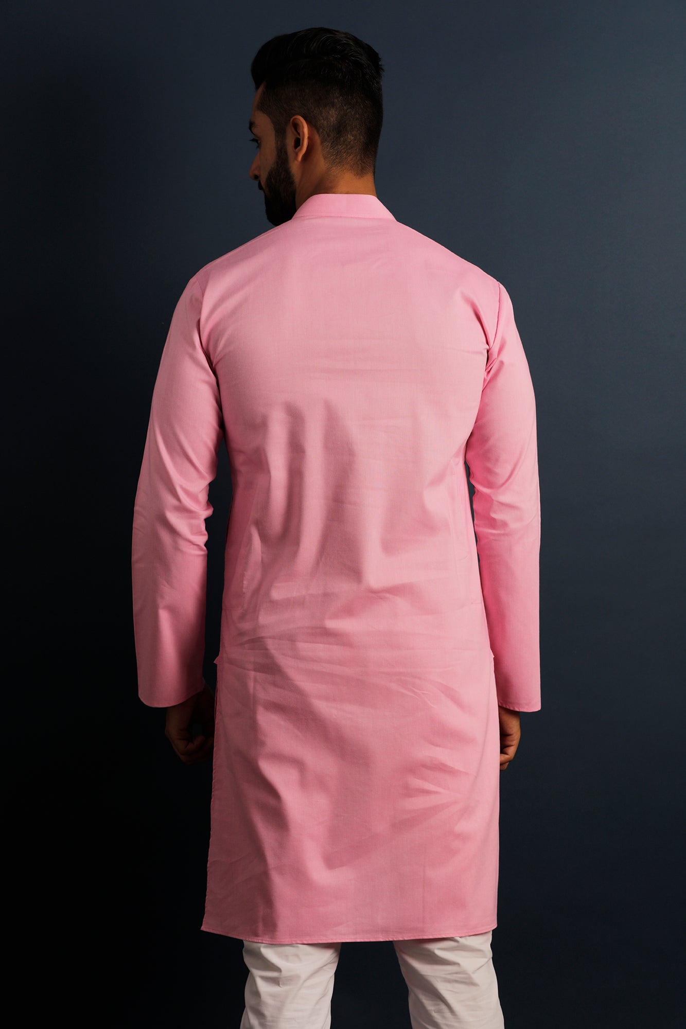 Mandarin Collar Long Sleeves Pure Cotton Straight Kurta