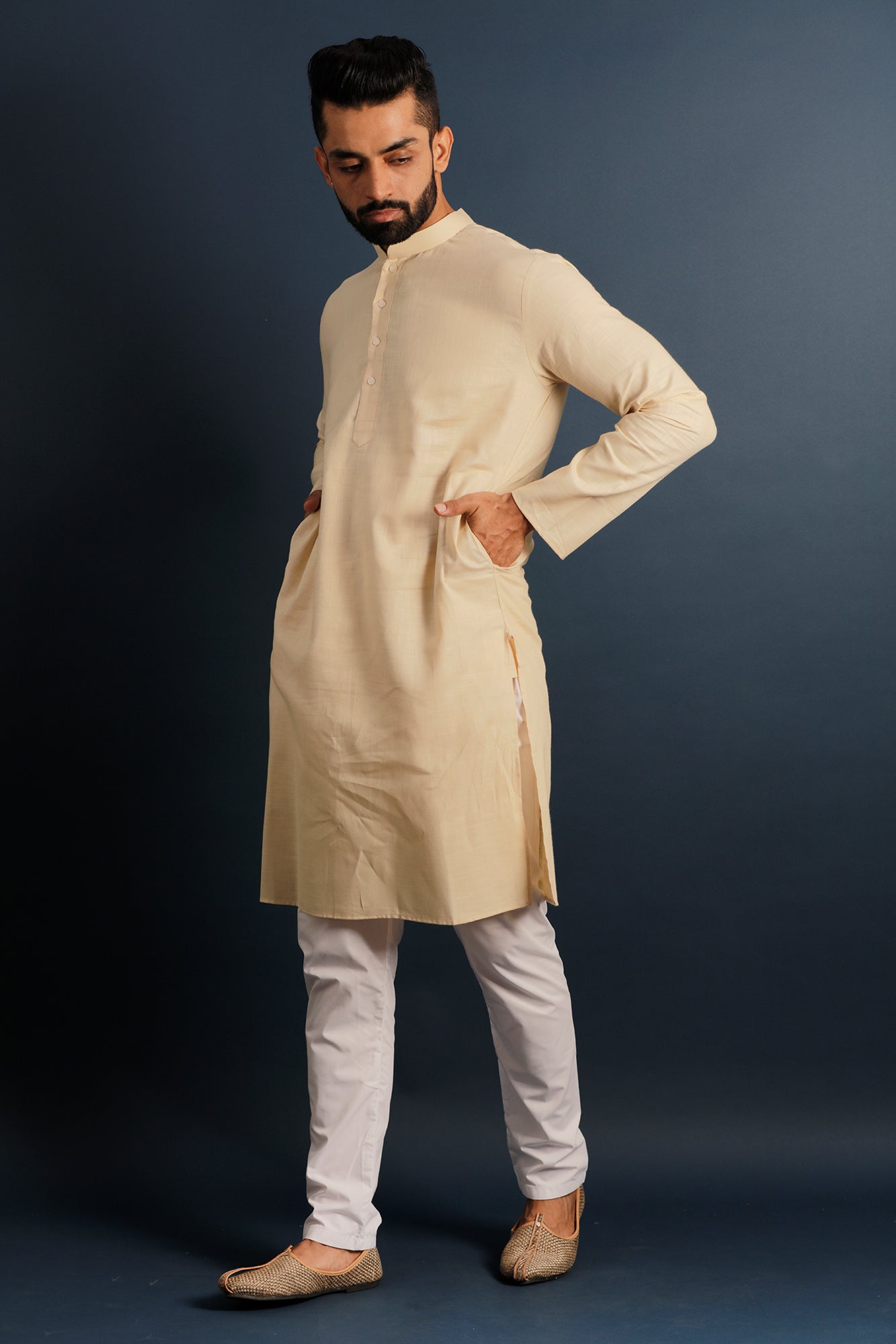 Mandarin Collar Cotton Straight Kurta