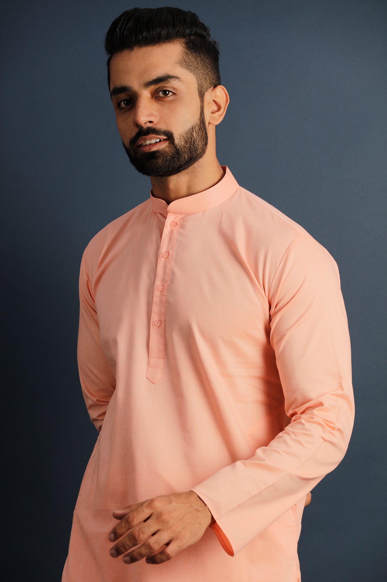 Men Orange Thread Work Kurta