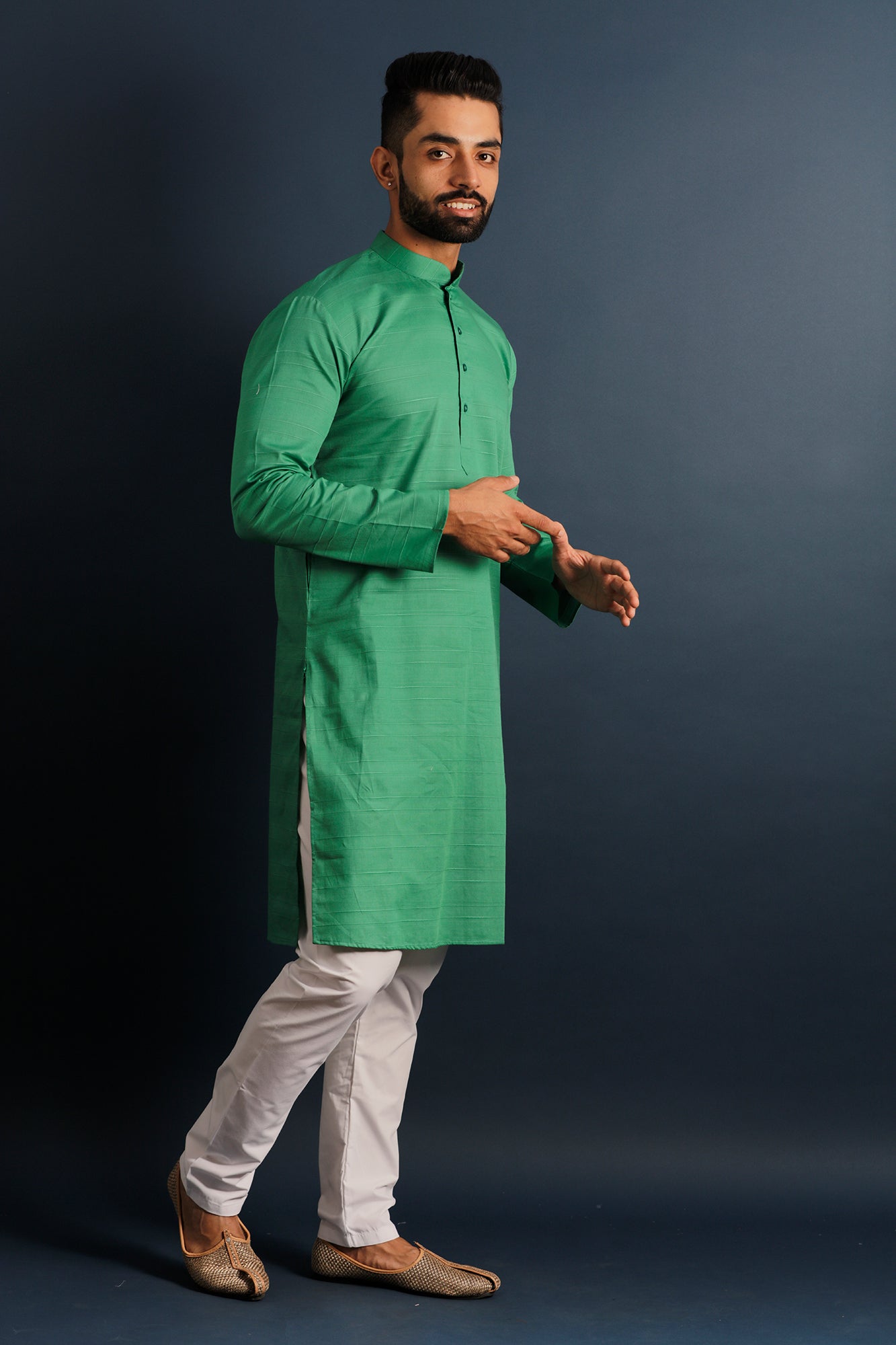 Mandarin Collar Straight Pure Cotton Kurta