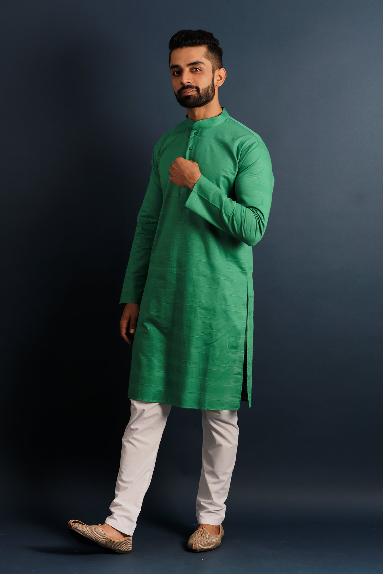 Mandarin Collar Straight Pure Cotton Kurta