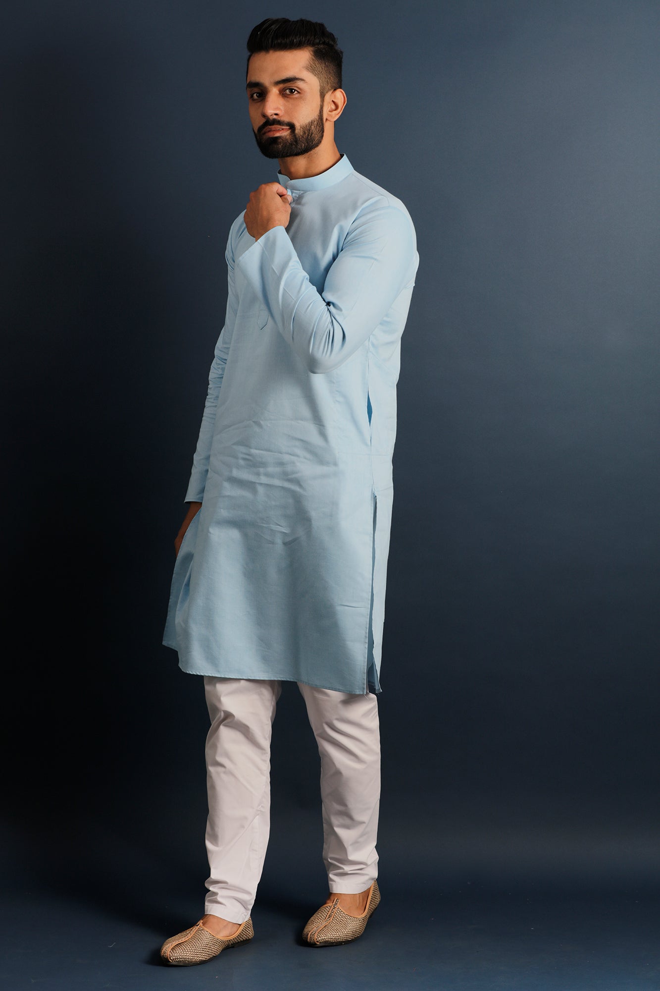 Mandarin Collar Cotton Straight Kurta